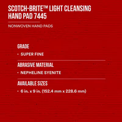 Scotch-Brite™ Light Cleansing Hand Pad 7445 (3 Pack), HP-HP, Nepheline Syenite Super Fine, White - Image 3